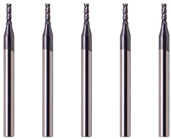 Carbide Square End Mill - 4 Flute - 1/16 4T (5 Piece, 1/16) - for Milling Alloy Steels, Hardened Steel, Metal & More – Mill Bits Sets for DIYers & Professionals