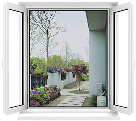 Apalus Fliegengitter Fenster, Zuschneidbar auf Fenstergrößen bis 120x240cm, Insektenschutz mit Starkem Klettband, Kinderleichte Montage, Presshilfe und Zuschneider Inklusive, Schwarz 2 Stück