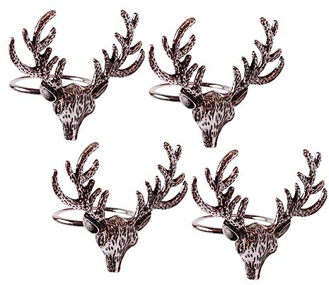 Abaodam 4stücke Teiliges Metall Serviettenringe Hirschkopf Form Silber Weihnachtsdeko Tischdekoration Für Festessen Partys Hochzeit Stilvolle Stoffservietten Halter Für Zuhause Und Restaur