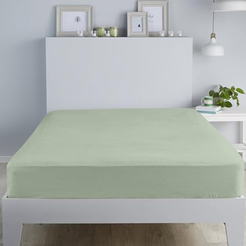 Cotton Comfort Bedding 100% Brushed Cotton Flannelette Fitted Sheet Double – Extra Soft Deep Fit Bed Sheet, Warm Heavyweight Brushed Cotton Bedding for Winter Comfort