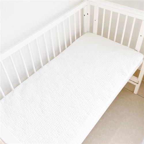 Odot Gesteppt Spannbettlaken für Kinderbett, Kinderwagen Matratzenbezug Baumwolle Weiche Spannbetttuch Babybett Beistellbett Spannbettlaken Stubenwagen Bezug (Solide Farbe Weiß,140x70cm)