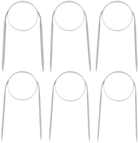 Aeelike 6 Stück Rundstricknadeln Edelstahl 80 cm, Ergonomische Stricknadeln Rundstricknadel 2,5mm/3,0mm/3,5mm/4,0mm/4,5mm/5,0mm, Langlebige Rundstricknadel Set zum Stricken von Decken und Schals