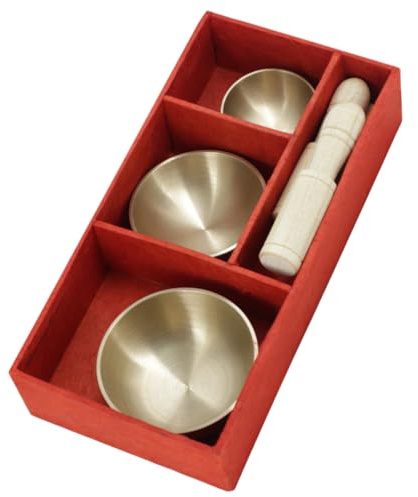1 Set buddhistische Musikschale, Yoga-Schale, Klangschale, Yoga, tibetische Meditationsschale, Meditations-Klangschale, Mini-Schüssel mit Stab, Yoga-Klangschale, buddhistische Schale, Kupferschalen