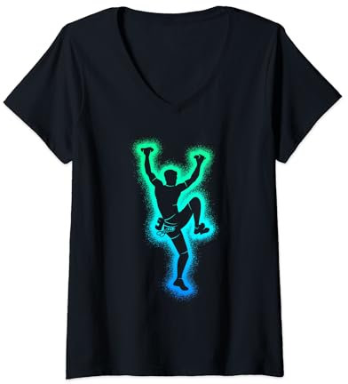 Damen Klettern Kletterer Freiklettern Herren Jungen Bouldern T-Shirt mit V-Ausschnitt