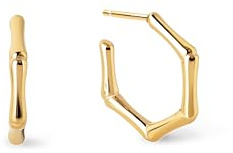 SINGULARU - Pendientes Aro Mini Bamboo. Acero Bañado en Oro 18 Kt. Cierre Silicona. Joyas para Mujer