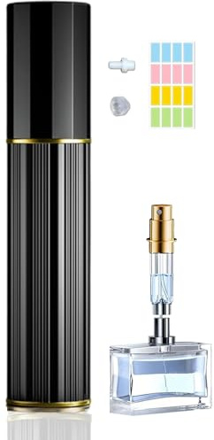 Travelofo 10ML Parfüm Abfüller, Parfümzerstäuber Nachfüllbar, Befülltechnik Ohne Trichter Leer Parfüm Zerstäuber Sprühflasche für Reise Handtasche Unterwegs (Schwarz)