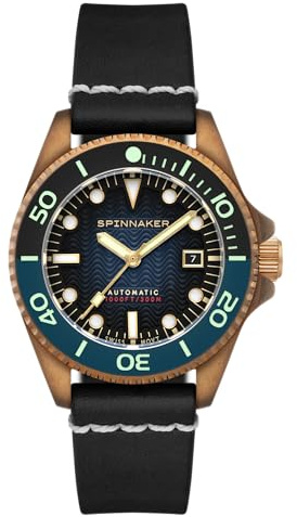 Spinnaker Tesei SP-5060 - Reloj automático Suizo para Hombre con Correa de Piel (43 mm), Color Bronce, Azul Noche, Correa