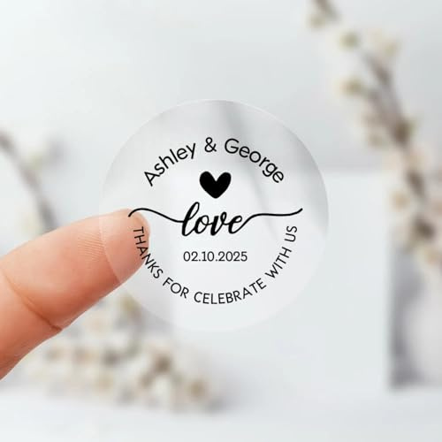 100 pezzi adesivi regalo rotondi trasparenti personalizzati per ospiti di nozze adesivi per inviti biglietti di ringraziamento etichette per barattoli, tazze, bottiglie, personalizzabili