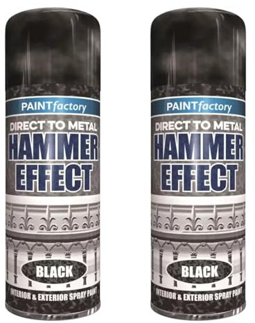 SDMAX Black Hammer Effect Aerosol Spray Paint, Durable And Textured Finish, Long-Lasting, Corrosion Protection, Easy To Use, Portable, Indoor And Outdoor Use, 400ml (2PCS)