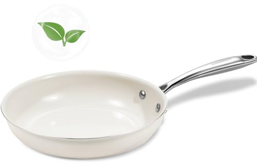 SAKAMOSH 8 Ceramic Nonstick Frying Pan, Small Skillet, Cooking Pan Non Toxic with Stay Cool Handle for Induction, PTFE & PFAS & PFOA Free, Dishwasher/Oven Safe | PTFE & PFAS & PFOA Free Ceramic Coating, Dishwasher/Oven Safe, Induction Compatible, suitable for all stovetops