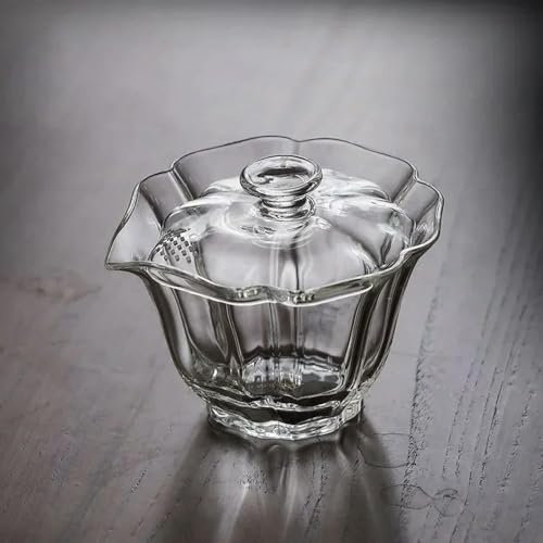 GENPICONG Soupière à thé en Verre Transparent, Filtre Tropical résistant à la Chaleur, Trou en Maille, Outils de préparation du thé Kung Fu, Tasses à Boire pour la Maison