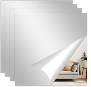 Fantasnight 4 Stück Spiegelfliesen Selbstklebend, Spiegel zum Kleben 20 x 20 cm, Spiegelfolie Acryl Quadrat，Klebespiegel zum Aufkleben DIY Hause Badezimmer Wohnzimmer Schlafzimmer Schule
