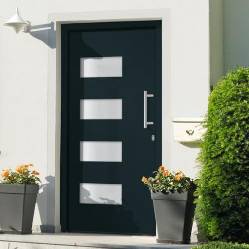 Willood Haustür Aluminium und PVC Anthrazit 100x200 cm Anthrazit Rechts