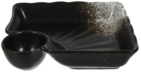 OFFSCH Japanische Keramik Dumpling Servierplatte Mit Integriertem Soßenschälchen Mittelgroße Sushi Schüssel Aus Umweltfreundlichem Material Vielseitig Für Teigtaschen Und Gebäck Geeignet
