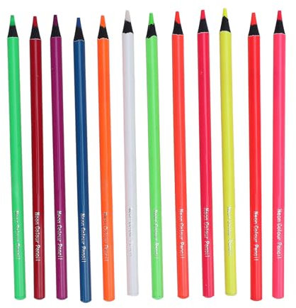 Neon-Buntstifte, 12 Stück Buntstifte für Malbücher für Erwachsene, Professionelles Zeichenstift-Set, Künstlerbedarfs-Set für Erwachsene, Anfänger, Künstler, Zeichnen, Malen,