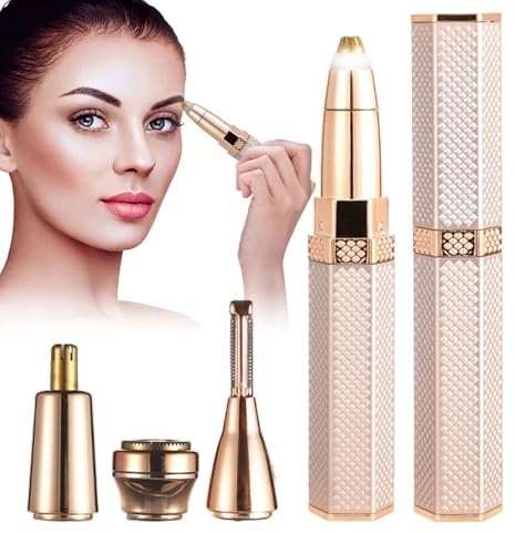 ÉPilateur Facial Pour Femmes - Tondeuse à Sourcils Pour Cheveux De Nez 4 En 1, Rasoir Pour Le Visage Et Le Corps Des Lèvres Des Sourcils éLectriques Indolores