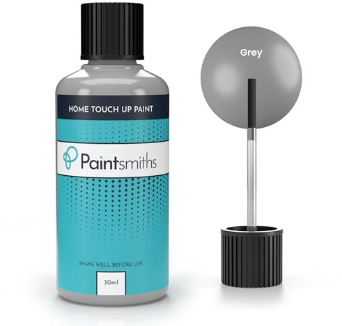 Paintsmiths Home Touch Up Paint - Multi Surface Paint for Metals, Radiators, Wood & uPVC - Gloss Finish - Brush for Easy Application - Quick Drying - High Opacity for Scuffs & Scratches (Grey)