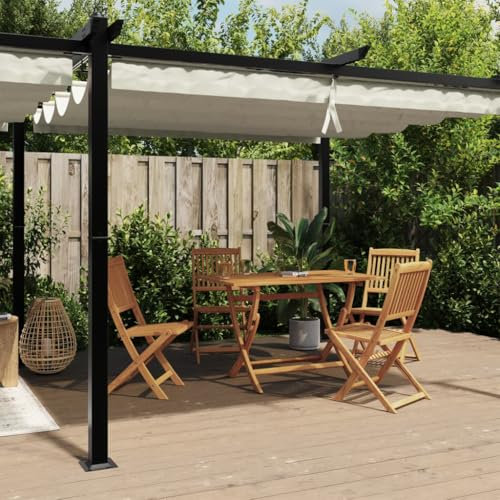 Homgoday Gartenpavillon mit Ausziehbarem Dach Creme 3x6 m Aluminium Pavillon Gartenpavillon Terrassenpavillon Sonnenschutz Gartenzelt Partyzelt Pergola Garten Terrasse Balkon