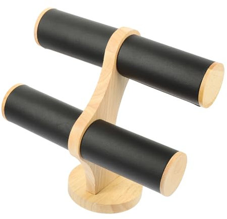 Schwarzer Leder-Schmuck-Uhrenständer mit zwei Ebenen zum Aufhängen von Halsketten, Schreibtisch-Armbandhalter, Präsentationsständer für Uhren und Armreifen