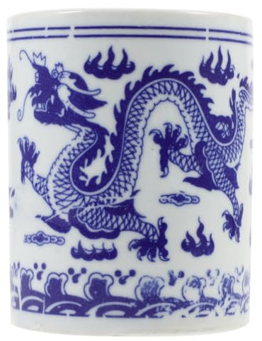 LIFKOME Blue and White Porcelain Storage Bucket for Chopsticks Holder Kitchen Tool Organizer Utensil Crock for Countertop Display
