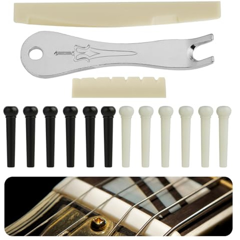 Annlpoy 12pcs Puente de Guitarra Pines Guitarra Acustica Pasadores de Plástico, juego de herramientas para guitarras acústicas, accesorios para reparación y mantenimiento de guitarras