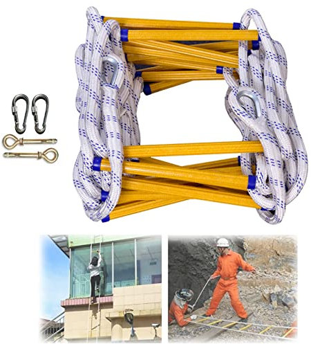 Fire Escape Ladders Fire Escape Rope Emergency Fire Escape Rope Ladder, Rope Ladder Fire Escape Ladder, Evacuation Safety Life Ladder Rope for Windows and Balconies/65Ft/20M