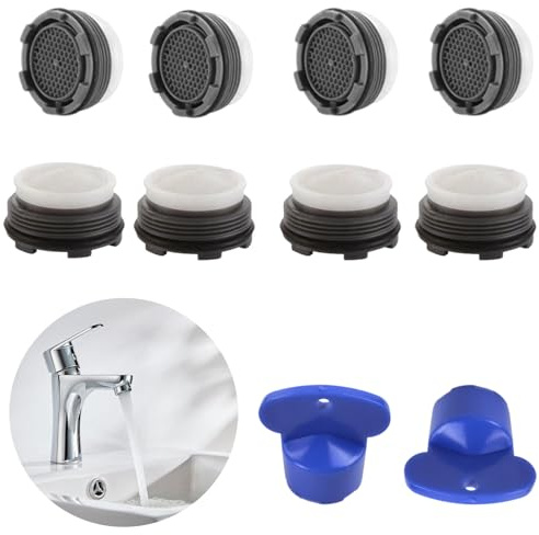 8 Stück M24 Perlatoren für Wasserhähne,Luftsprudler Strahlregler Wasserhahn Sieb,Sieb für Wasserhahn Siebeinsatz Aerator,wasserhahn Filter Aufsatz mit 2 Schlüssel