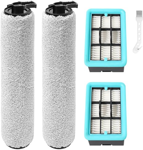KiimSin Brush Roll and Filter Accessories for Bissell Crosswave HF2 / 3845N / 3831 Wet and Dry Vacuum Cleaner Replacement Parts, 2 Main Brushes + 2 HEPA Filters + 1 Cleaning Brush
