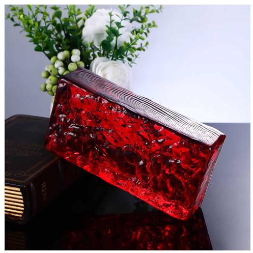 Vnook Transparente Massive Glasbausteine, rechteckige dekorative Trennwand aus massivem Glasbaustein for DIY-Beleuchtungskörper, Tische(Red)