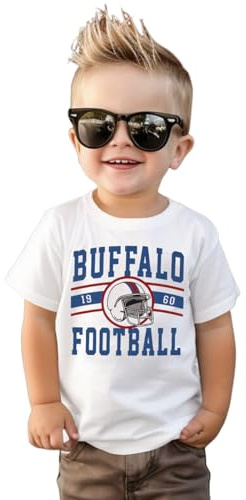 GLIGLITTR Football Shirt for Toddler Boy Girl American Football Tshirt Team Sports Fans Lover Tshirt Kids Game Day Outfits(White,5-6Years)