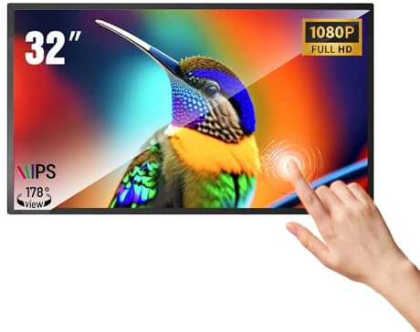 JASZDOT 32 Zoll Touchscreen Monitor, Digital Signage, 2K Industriemonter, Digitale Kalenderwand Plug & Play, automatische Wiedergabe, intelligente Wiedergabe mit geteiltem Bildschirm