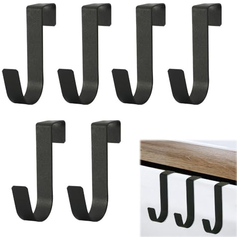 KOZOY Juego de 6 ganchos para puerta para colgar, de acero inoxidable, ganchos para ropa, ganchos para el exterior de la puerta, gancho para toalla, gancho para puerta