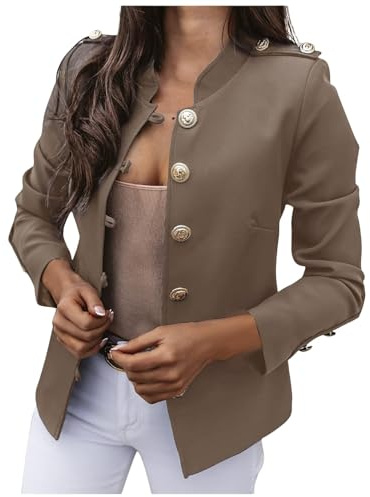 Trachtenjacke Damen Elegant Freizeit Jacke Sportlich Blazer Business Outfit, Deko Knöpfe Vorne