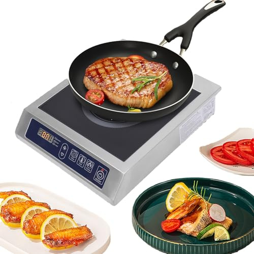 Piastra a induzione da 3500 W, piano cottura a induzione singola, cambio a temperatura 10, trasmissione a 11, regolazione del tempo di riscaldamento 24H, portata massima 75 kg, schermo LED per cucina