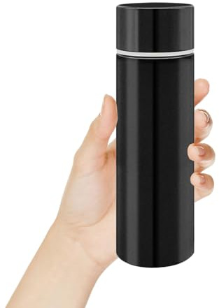 ZhouWei Botella Agua Acero Inoxidable, 150 ml Mini Termo Agua Caliente Termo Pequeño Aislamiento al Vacío Doble Pared Botella Termica Fugas sin BPA, para Deporte Viaje Escuela Exterior Oficina, Negro