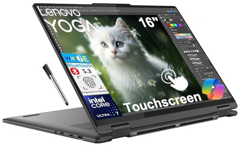 Lenovo Yoga 7i 2-in-1 Laptop, 16 FHD+ 2K Touchscreen Display, 12-core Intel Core Ultra 7 155U, 16GB LPDDR5X, 1TB SSD, Backlit KB, Fingerprint, Thunderbolt 4, Win 11 Home, Storm Grey, EAT 16GB USB Pen