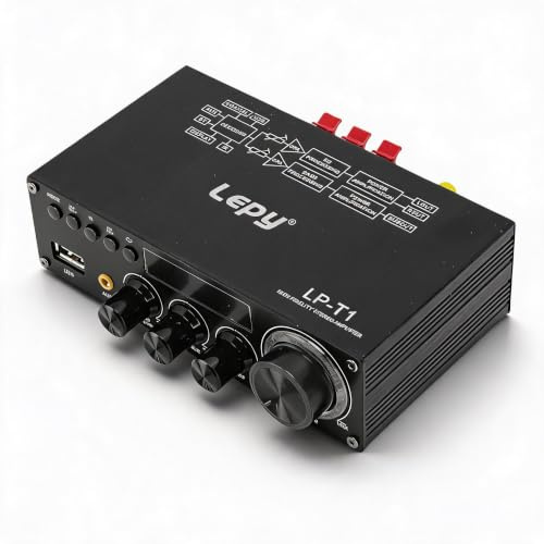 Annadue 2.1 Channel Bluetooth 5.1 Stereo Amplifier, HIFI Digital Amplifier Home Audio Stereo Mottagare med USB AUX Digital Coaxial för Hemmabiokaraoke, 30WX2+60W (EU)