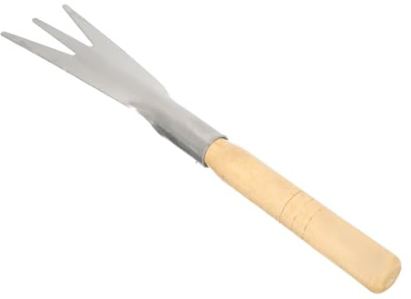 OFFSCH Pala Jardín Acero Inoxidable Dientes Mango Madera Resistente para Plantar Extraer Malezas Trasplantar Cómoda y Duradera para Jardinería Diaria