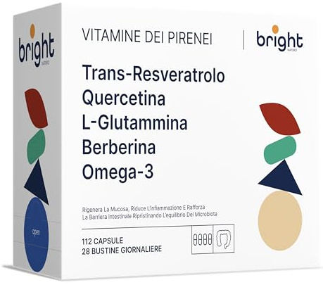 Gestion de la barrière intestinale – Trans-resvératrol, L-glutamine, berbérine, quercétine, oméga-3 – Puissante synergie de vitamines et de minéraux | 28 portions quotidiennes | 112 sachets | Sans OGM