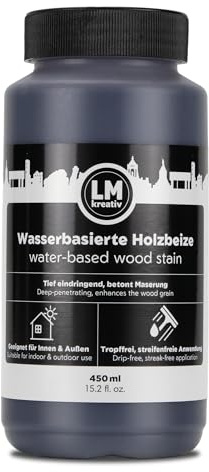 LM-Kreativ Holzbeize 450 ml - Eiche Rustikal – Wasserbasierte Lasur für Holz innen, intensive Tönung für Möbel und Bastelholz, dekorative Holzlasur innen, Wood Stain