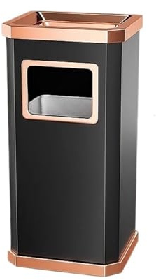 RUNZE765Z Corbeille à Papier Poubelle carrée avec Couvercle Amovible for cendrier, sur Pied, Poubelle d'extérieur et d'intérieur Poubelle De Bureau(Orange)