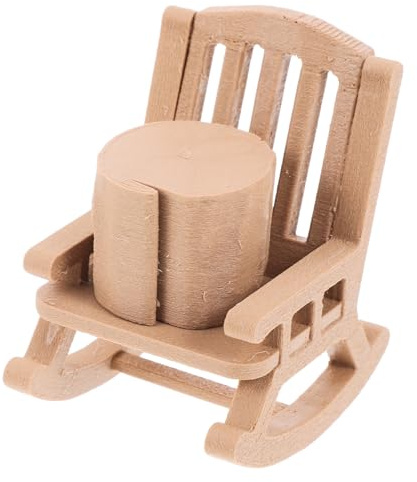 WRITWAA Mini Fauteuil à Bascule en Plastique Imitation Bois Petit Modèle Miniature 2 Pièces Tablette Tronc Décoration Ornement Maison de Poupée Accessoire Vintage pour Bureau ou