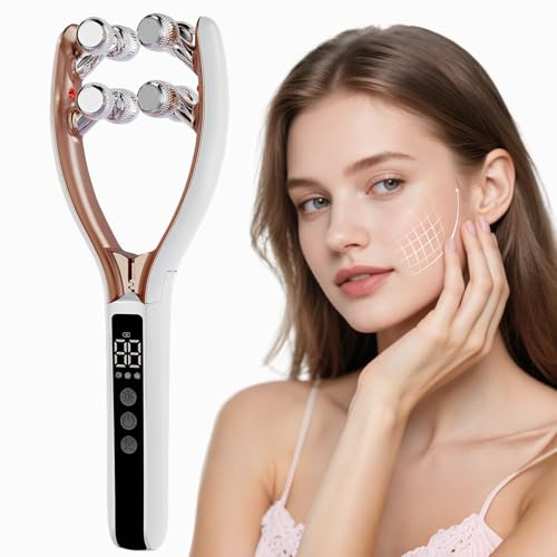 CXGRISE Wireless Facial Massager, 3D Roller Electric Facial Roller, Rechargeable V-Shape Sculpting & Puffiness Relief Tool, Face Roller Lymphatic Drainage for Home & Travel Use (Roller)
