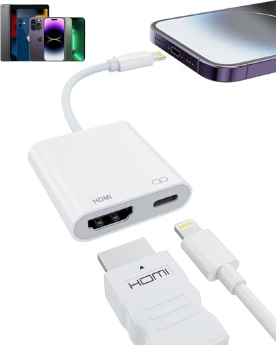 [Apple MFi Certificado] Lightning a HDMI Adaptador para iPhone/iPad, Cable Convertidor AV Digital 1080P, Plug & Play iPhone a HDMI para TV/Proyector/Monitor – sin Fuente de Alimentación Externa