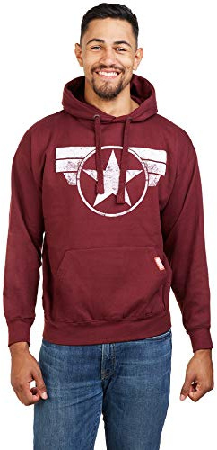 Marvel Captain America - cap Logo, Cappuccio Uomo, Rosso (Burgundy Blue), Small