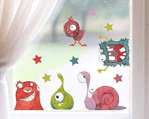 TinyFoxes Fensterbild Monster - selbstklebend und wiederverwendbar - Fensterbild Halloween - handgezeichnet von Kristin Franke