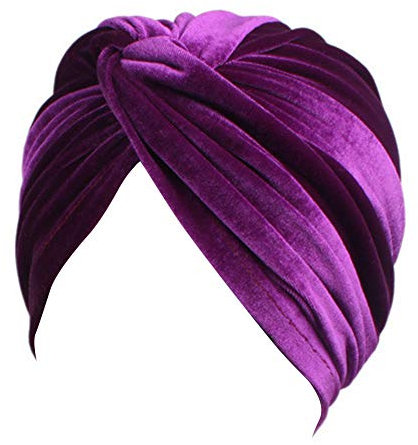 TININNA Velours Turban Chapeau Musulman Foulard Bonnet Indien Turban Chapeaux,Femmes Bandana Coiffures Cancer Chimio Casquette Chute de Cheveux Bonnet de Sommeil Chimiothérapie Cap Violet