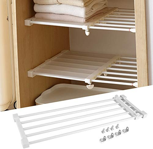 Dioche Ausziehbares Schrankregal, ohne Bohren, Trennregal, Schrank, verstellbar, Aufbewahrungsorganizer Teleskopregal, Kleiderschrank, für Küche, Bad, Schlafzimmer