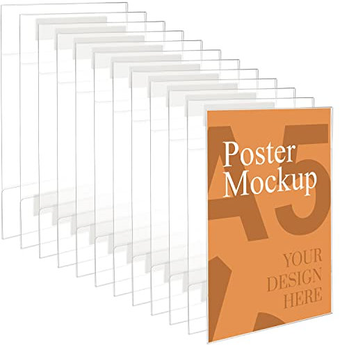 Kurtzy Support Mural Adhésif A5 (12 Pcs) - Porte-Affiches en Acrylique Transparent avec Bandes Adhésives Résistant aux Rayures et Chocs - Bureau, Maison, Restaurant - Aucun Perçage Requis