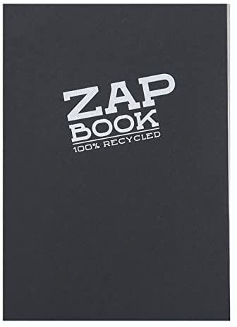 Clairefontaine 3364C - Packung mit 5 Blöcken Zap Book, geleimt, ideal zum Skizzieren und Zeichen, 80 Blatt, 100% Recyclyng Papier, DIN A5 14,8x21 cm 80g, Schwarz, 1 Pack
